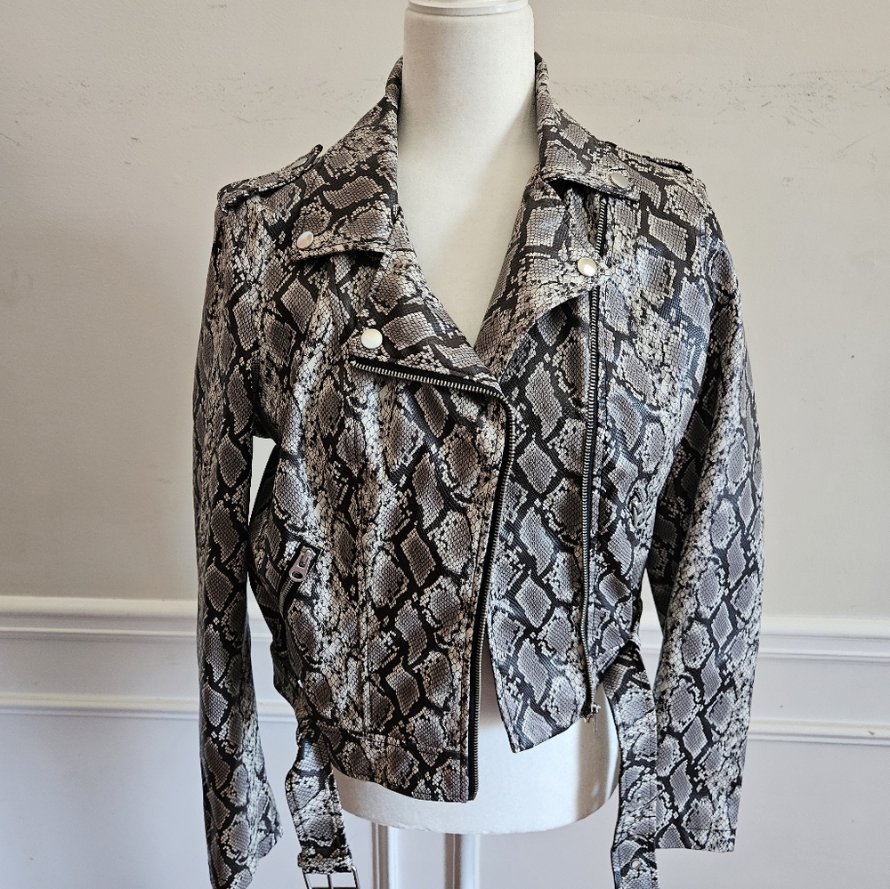 Coffee Shop New York Snakeskin Moto Jacket Size L